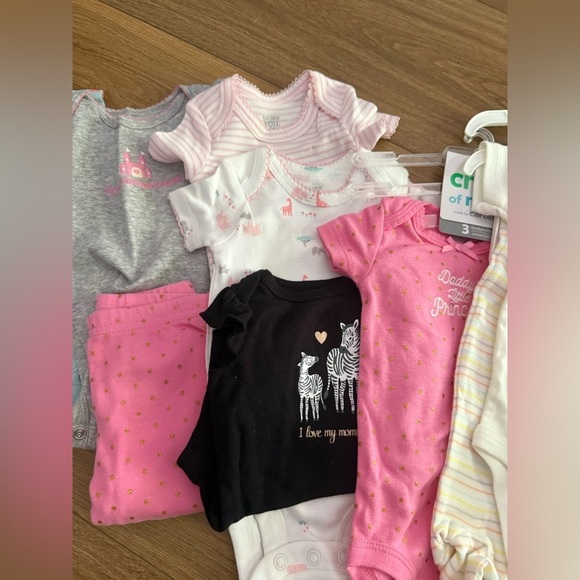 Carters Old Navy Baby Girl Newborn Bodysuits Pink Blue Lot Of 8 NWT - Picture 3 of 4